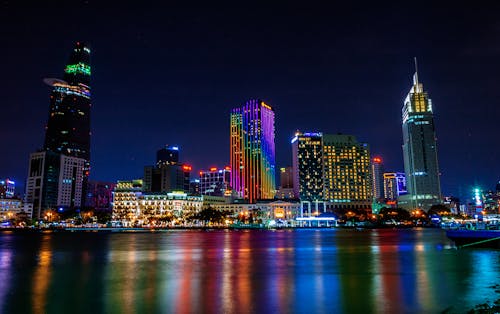 Free Photography of a City at night Stock Photo