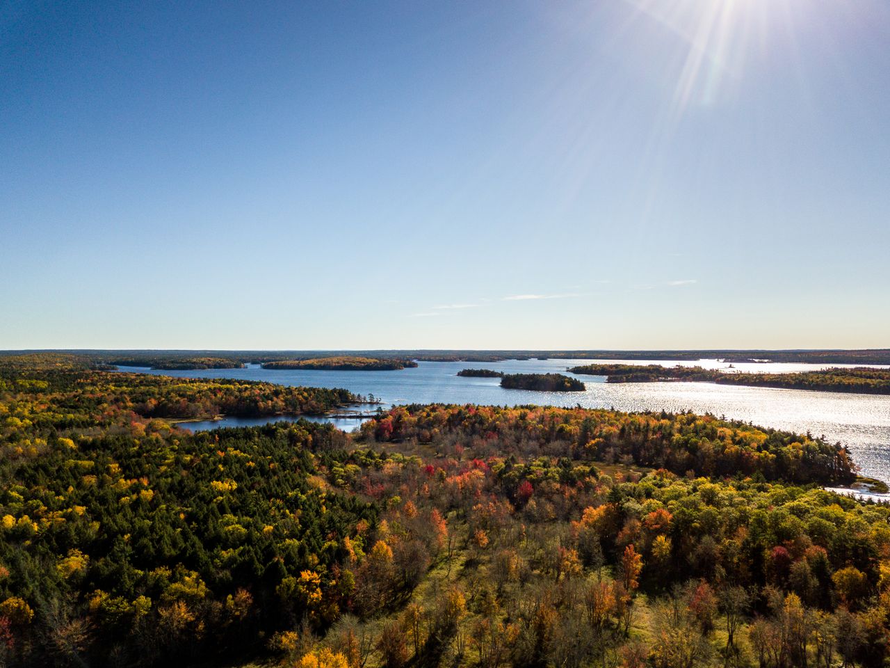 a stunning aerial view of jakes landing nova scotia in autumn showcasi