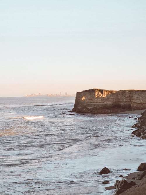 Brown Rock Formation on the Shore