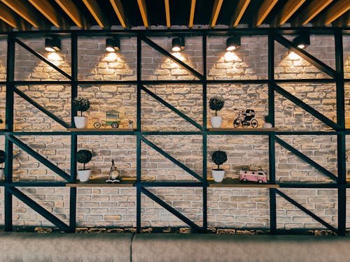 Decorations on Shelves on Wall