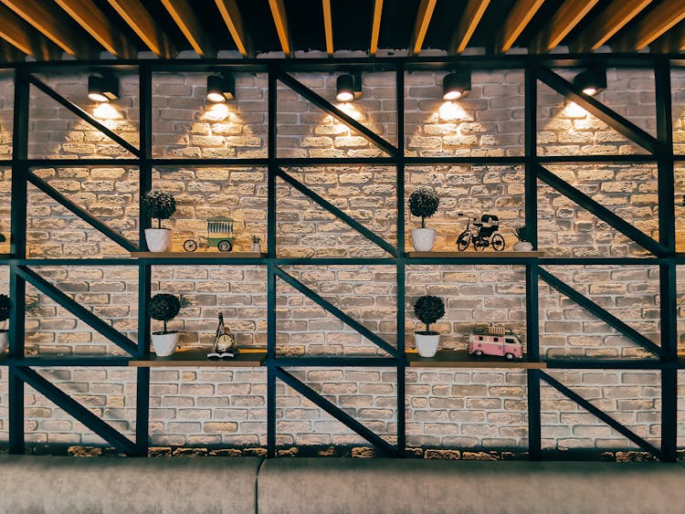 Decorations On Shelves On Wall