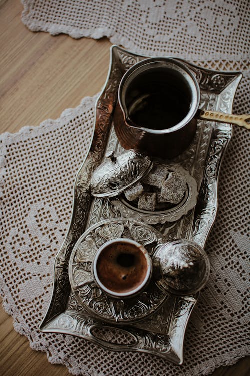 Free Cup of Turkish Coffee and a Pot  Stock Photo