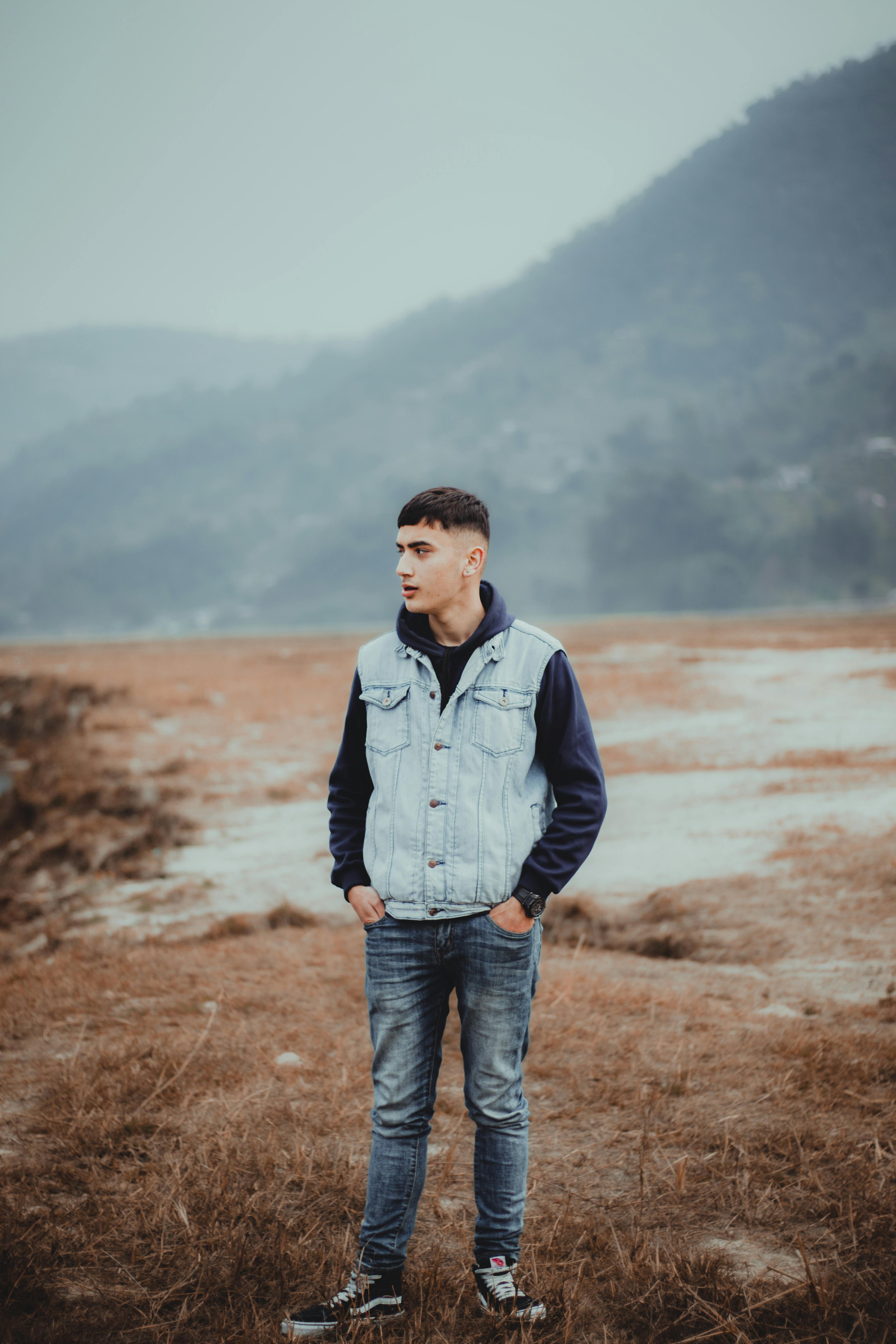 Mountain Landscape denim jacket