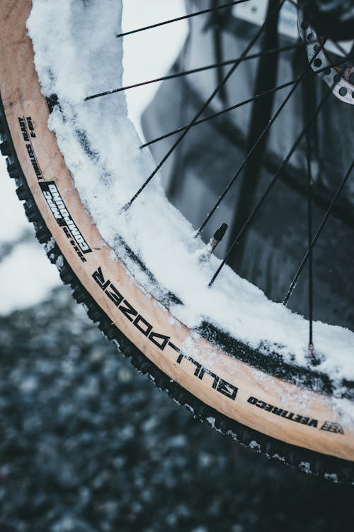 Free Bicycle Wheel with Snow Stock Photo