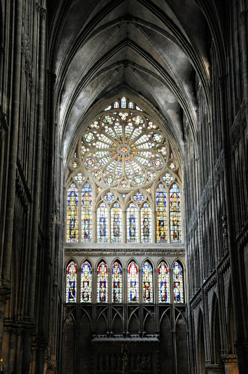 Colorful Stained Glass Window of a Cathedral