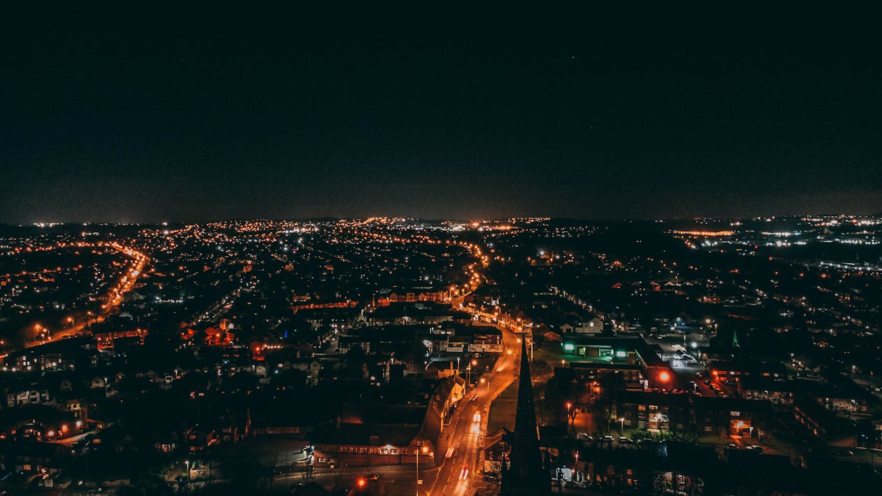 colorful city lights at night