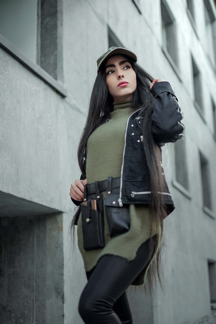 Beautiful Woman In Black Jacket