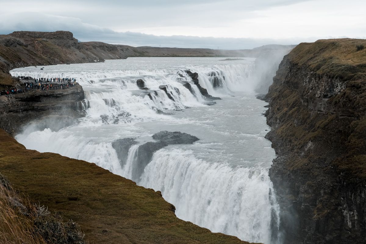 The huge Gullfoss falls in Iceland