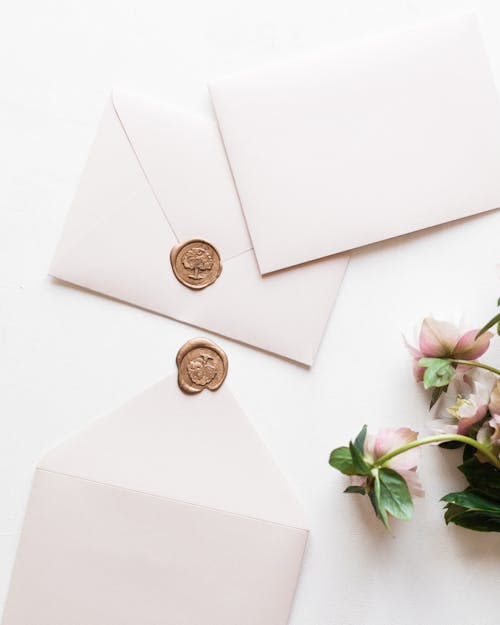 Free White Envelopes Scattered on Table Stock Photo