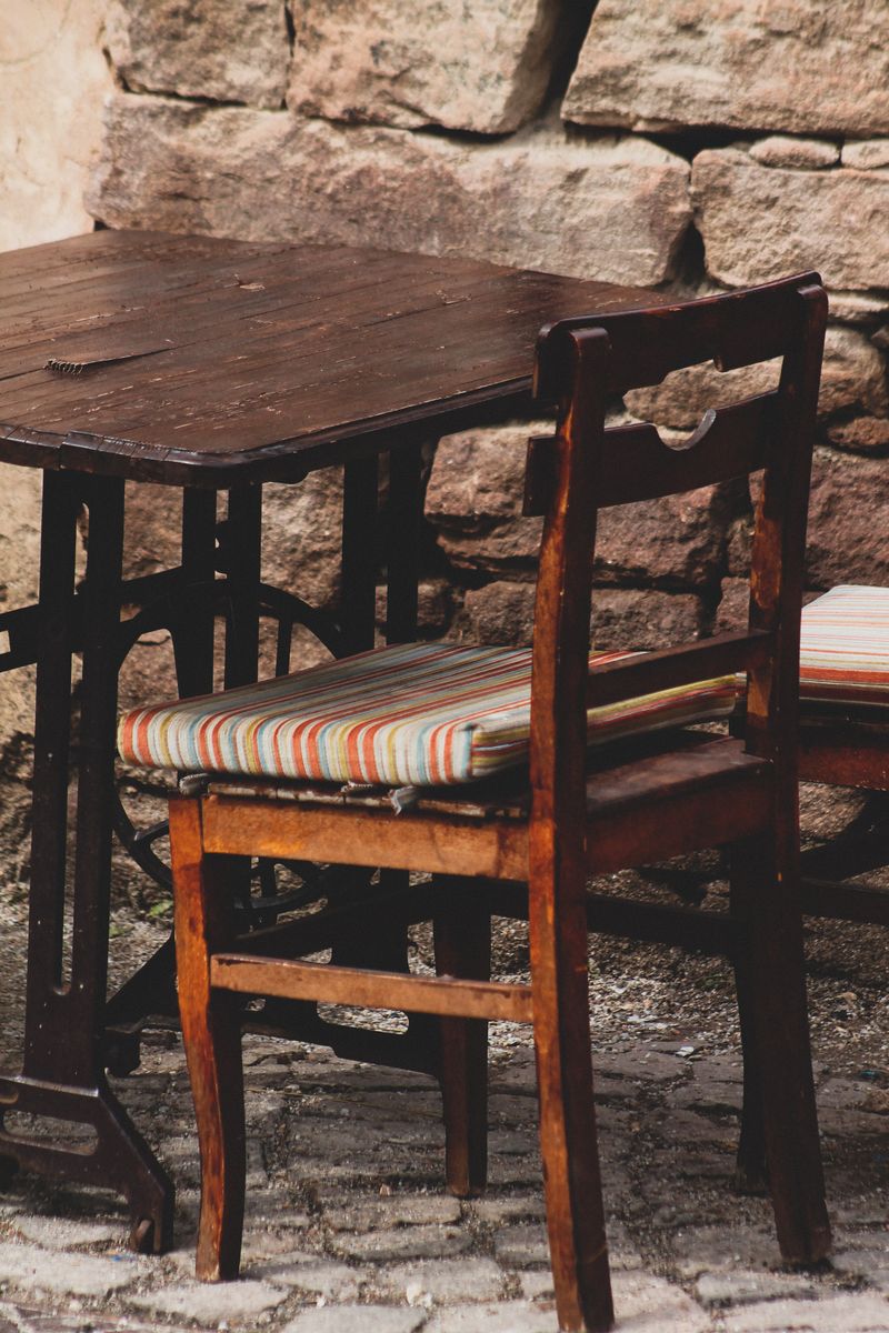 Vintage wooden table and chair