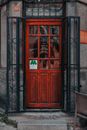 Brown Wooden Door With Glass Panel