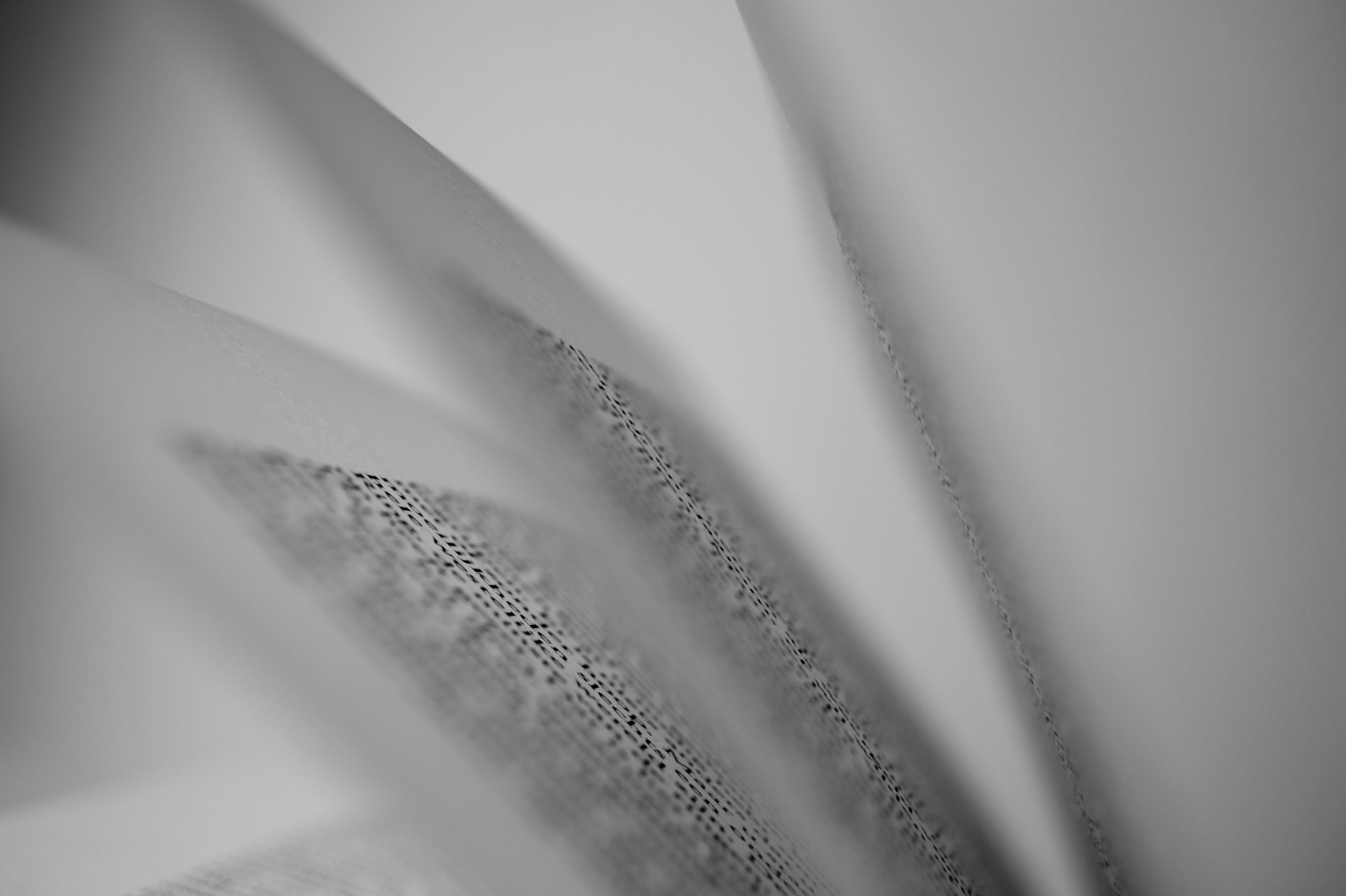 Free stock photo of blackandwhite, book pages, books