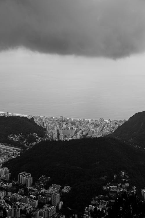 Clouds over City in Black and White