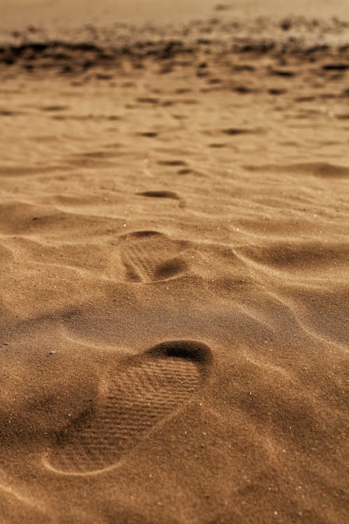 Close-up of Footprints in the Sand