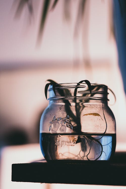 Free Clear Glass Jar With Black Steel Lid Stock Photo