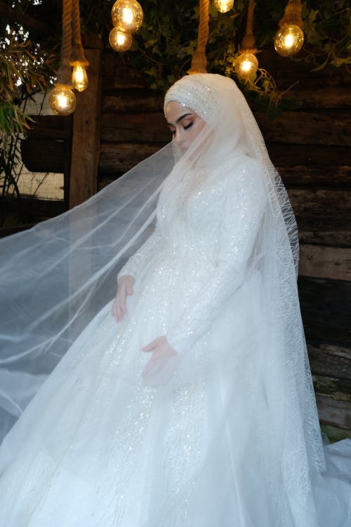 Free A Pretty Woman in White Wedding Dress  Stock Photo