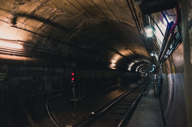 Black Train Rail Tunnel