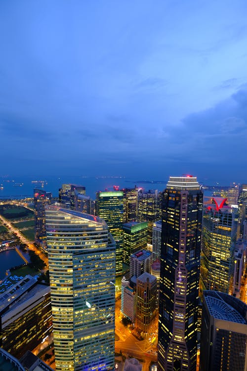 Aerial View of High-Rise Buildings in a City