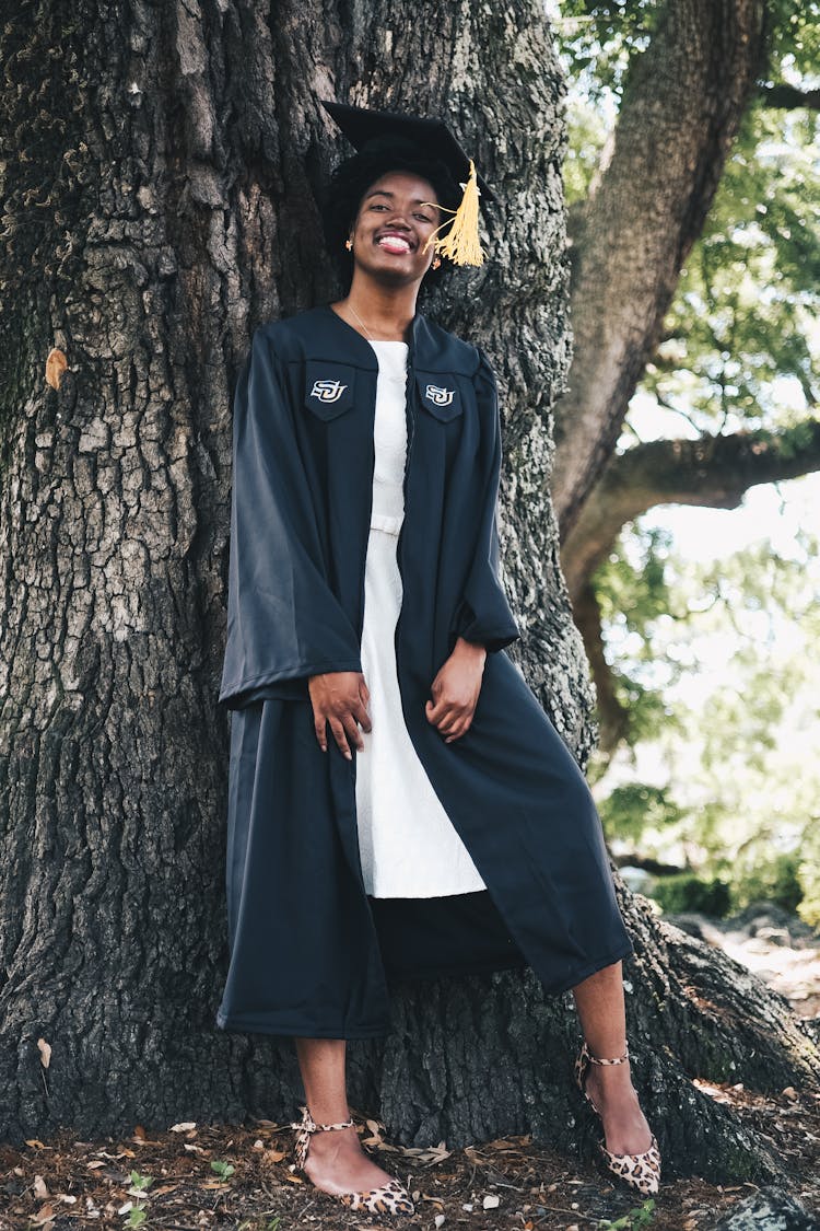 A Woman In Her Graduation Toga