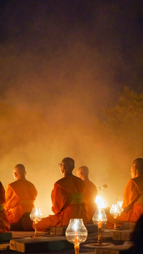 Free Monks Performing a Ritual Stock Photo