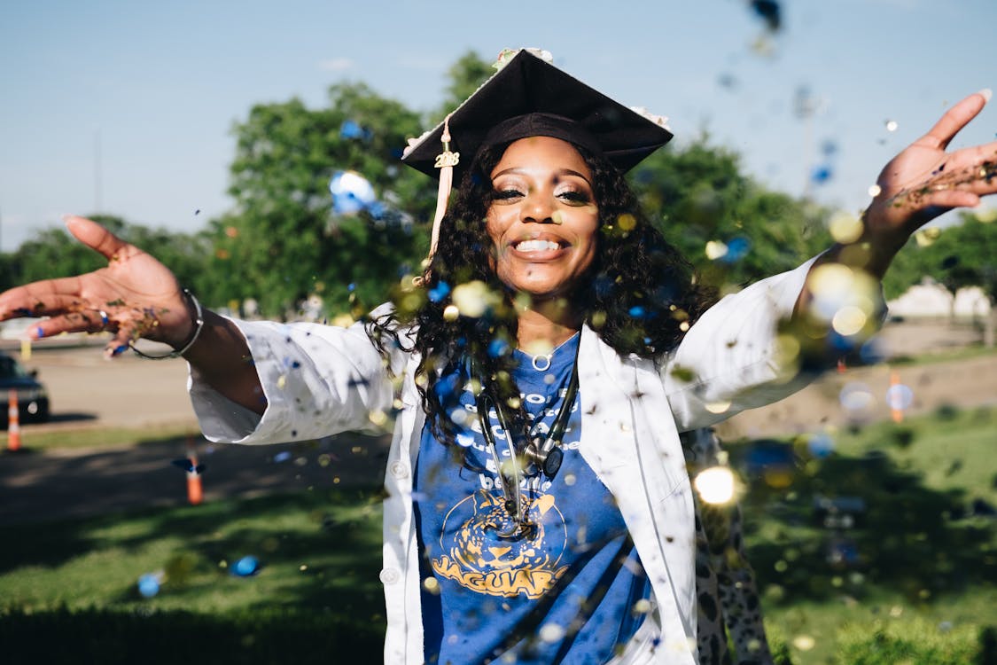 black woman graduating university college