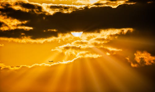 Free Airplane Flying During Golden Hour Stock Photo