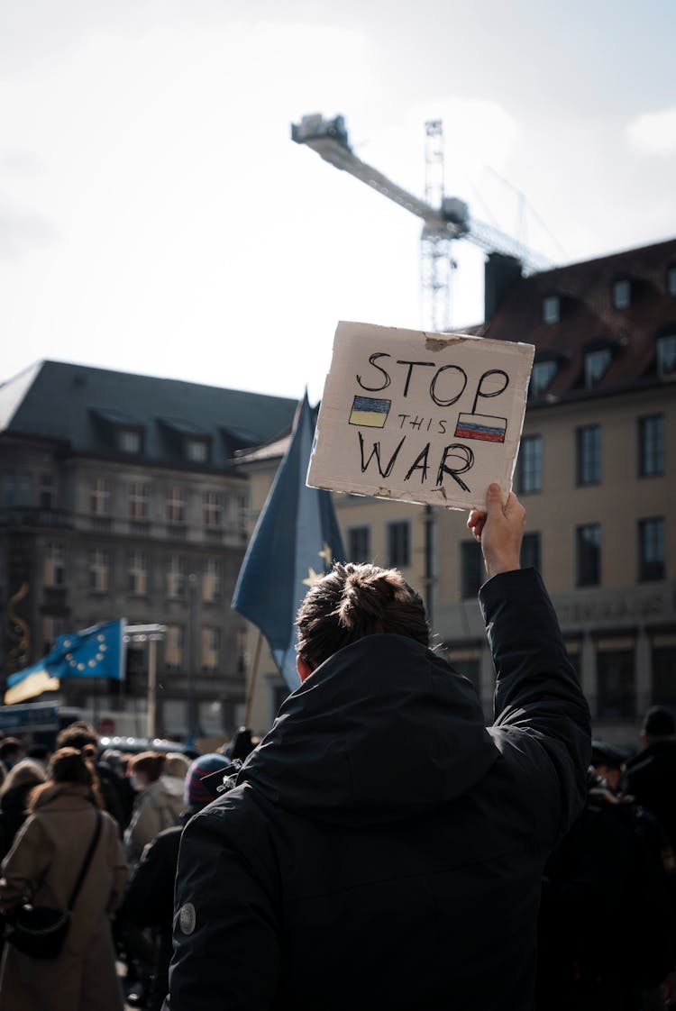 Person Holding Sign At Pro Ukraine Rally