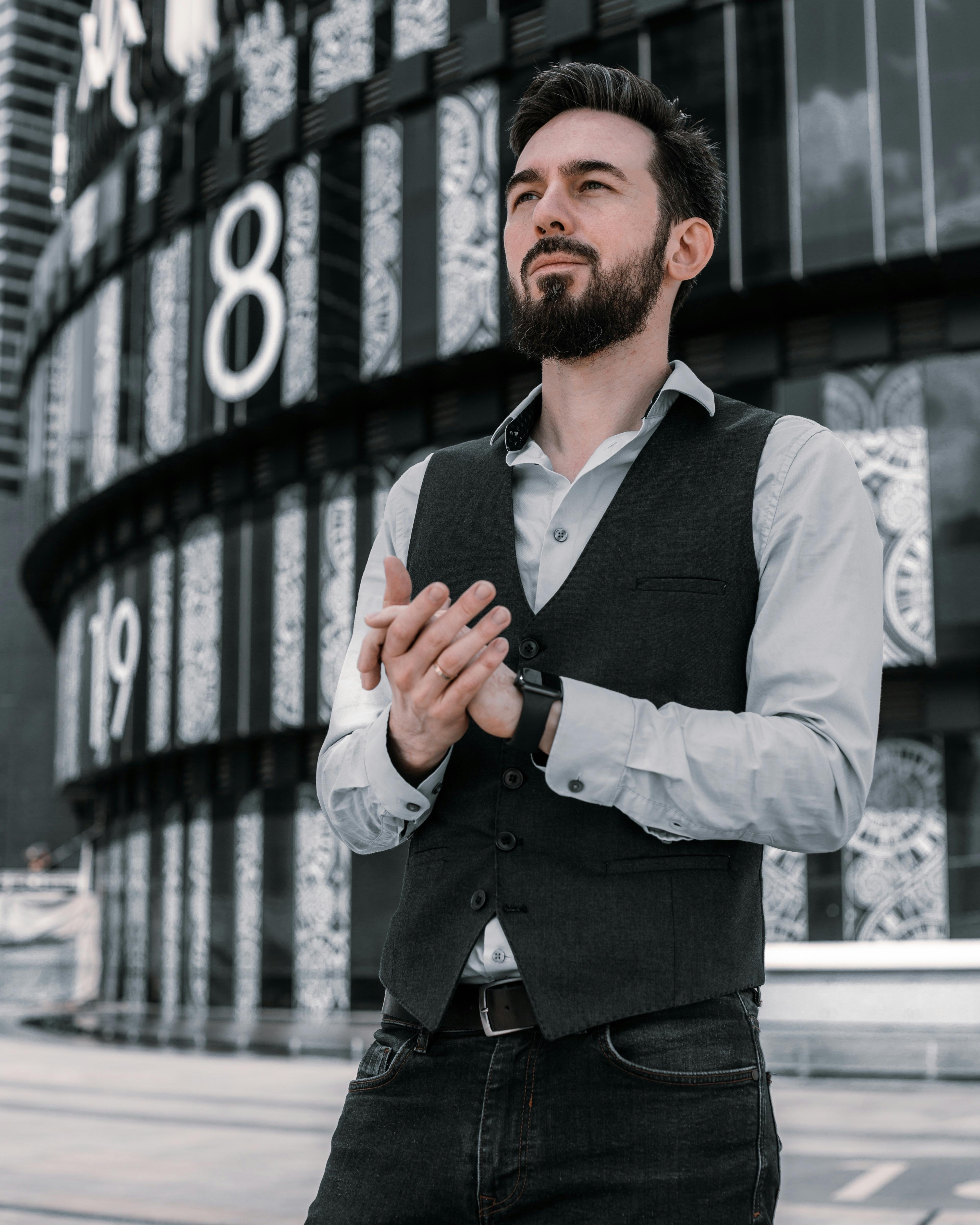 Man in Black Vest and Dress Shirt · Free Stock Photo