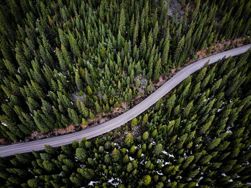 An Aerial Shot of a Road in the Countryside