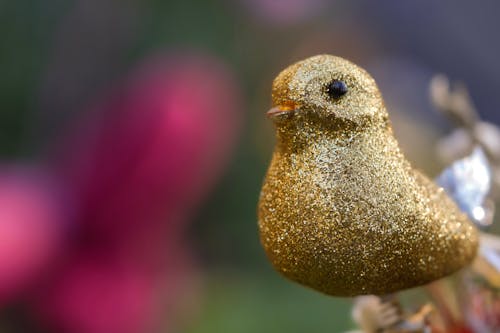 Close Up Photo of a Golden Bird Figurine