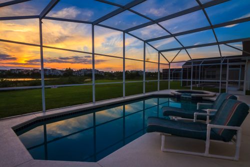 Free stock photo of evening pool, evening swimming pool, florida swimming pool Stock Photo