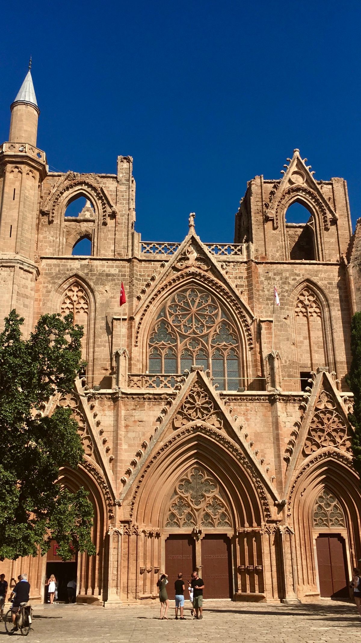 Gothic cathedral facade in Famagusta's walled old town