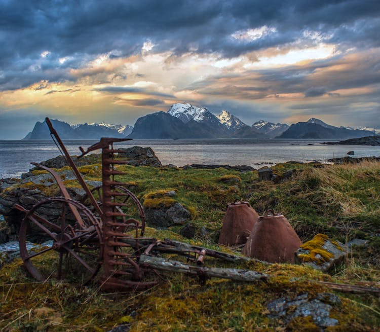 Rusty Agriculture Machine On Shore