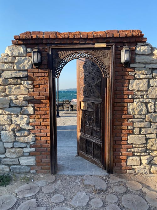 Wooden Gate and Stone Wall