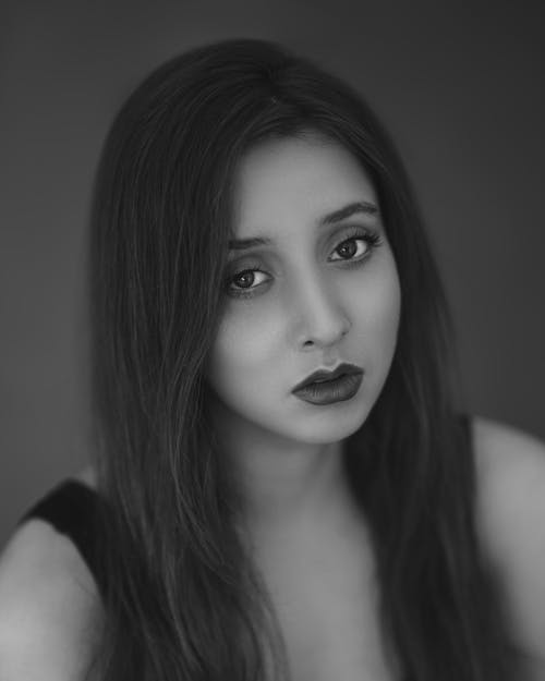 Grayscale Photo of a Pretty Woman