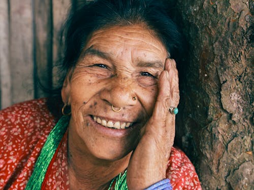 An Elderly Woman with Piercings