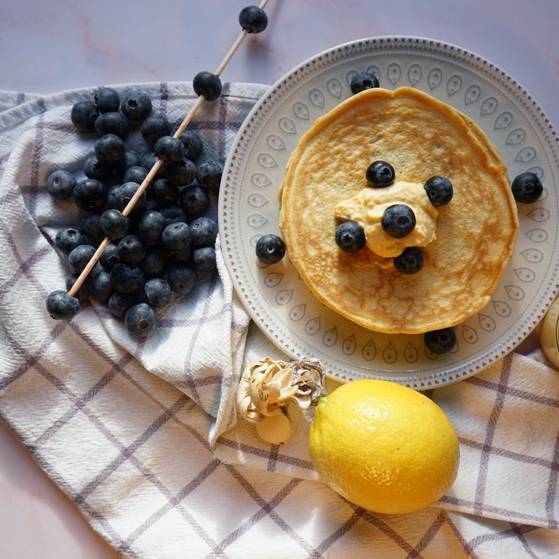 Sourdough Discard Lemon Blueberry Pancakes