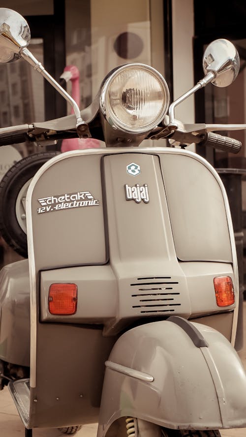 Close-up of a Bajaj Auto Moped