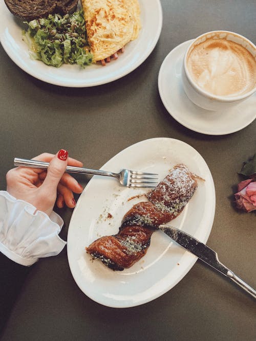 Free Breakfast Pastry on a Plate Stock Photo