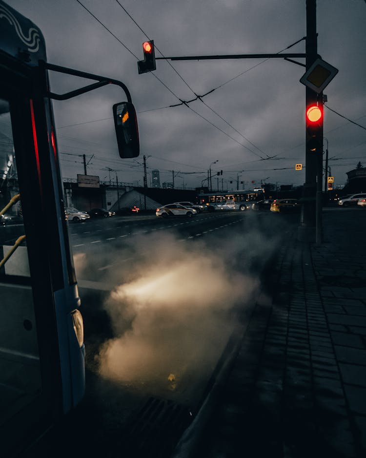 Bus Stopping On The Street