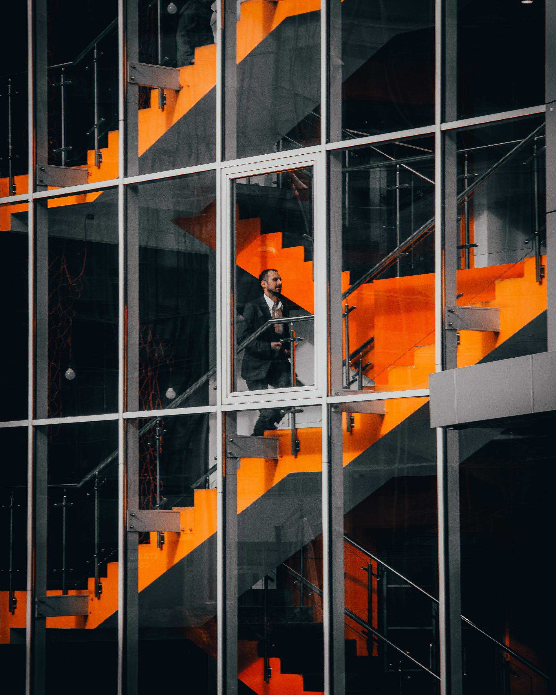 Production team walking through a modern space