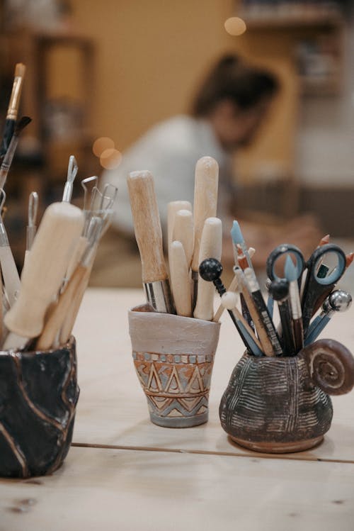 Accessories in Decorated Cups