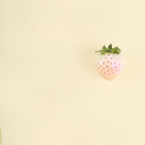 A Pineberry with Green Leaves