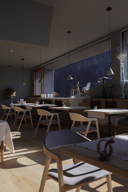咖啡店, 垂直拍摄, 室內設計 的 免费素材图片