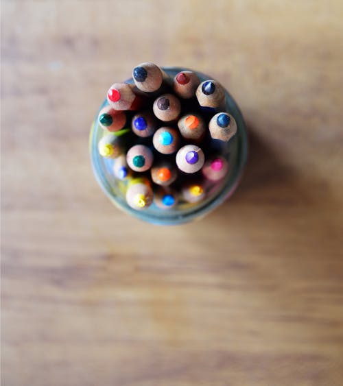 Coloring Pencils Top View Photography