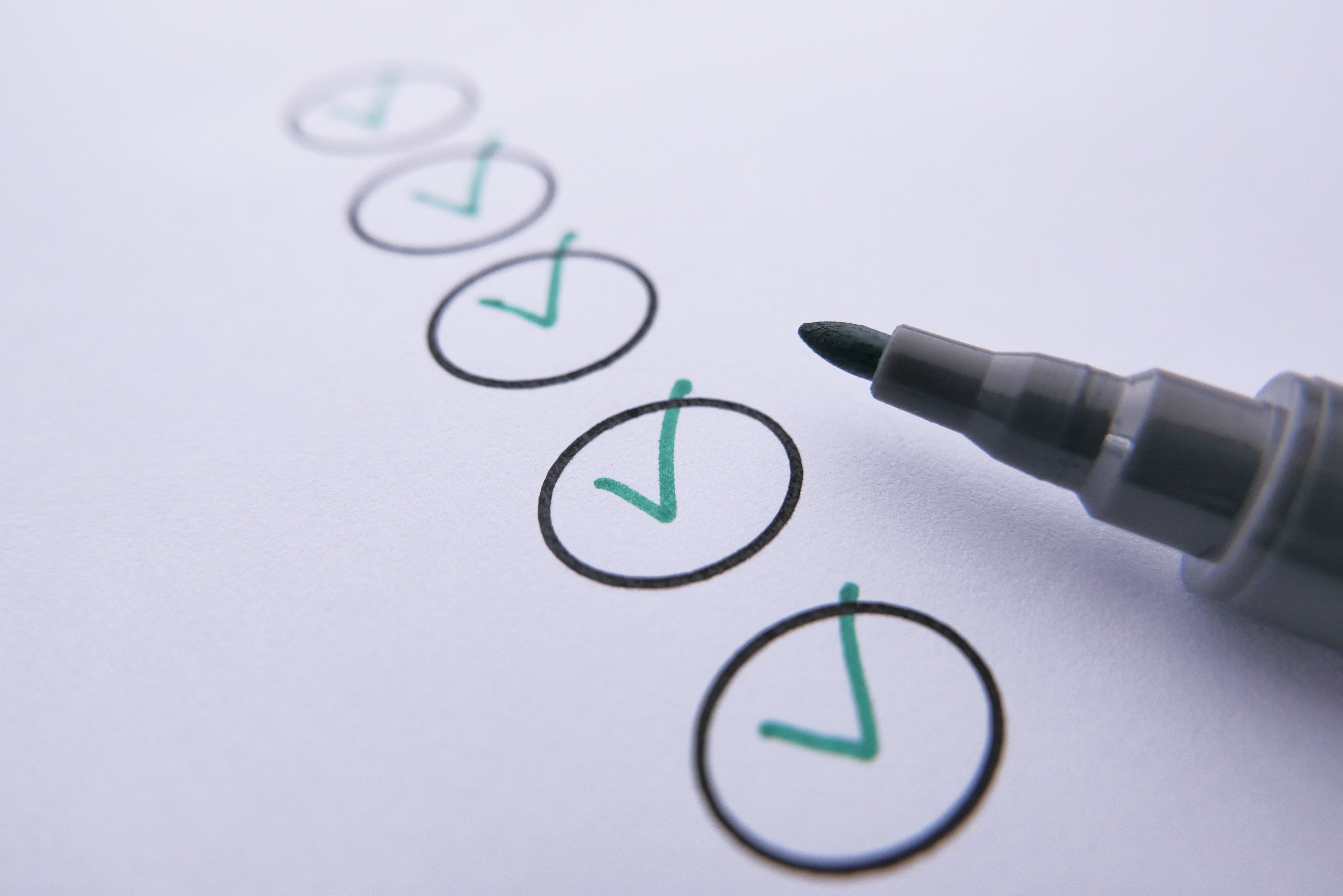 Checklist with completed checkmarks
