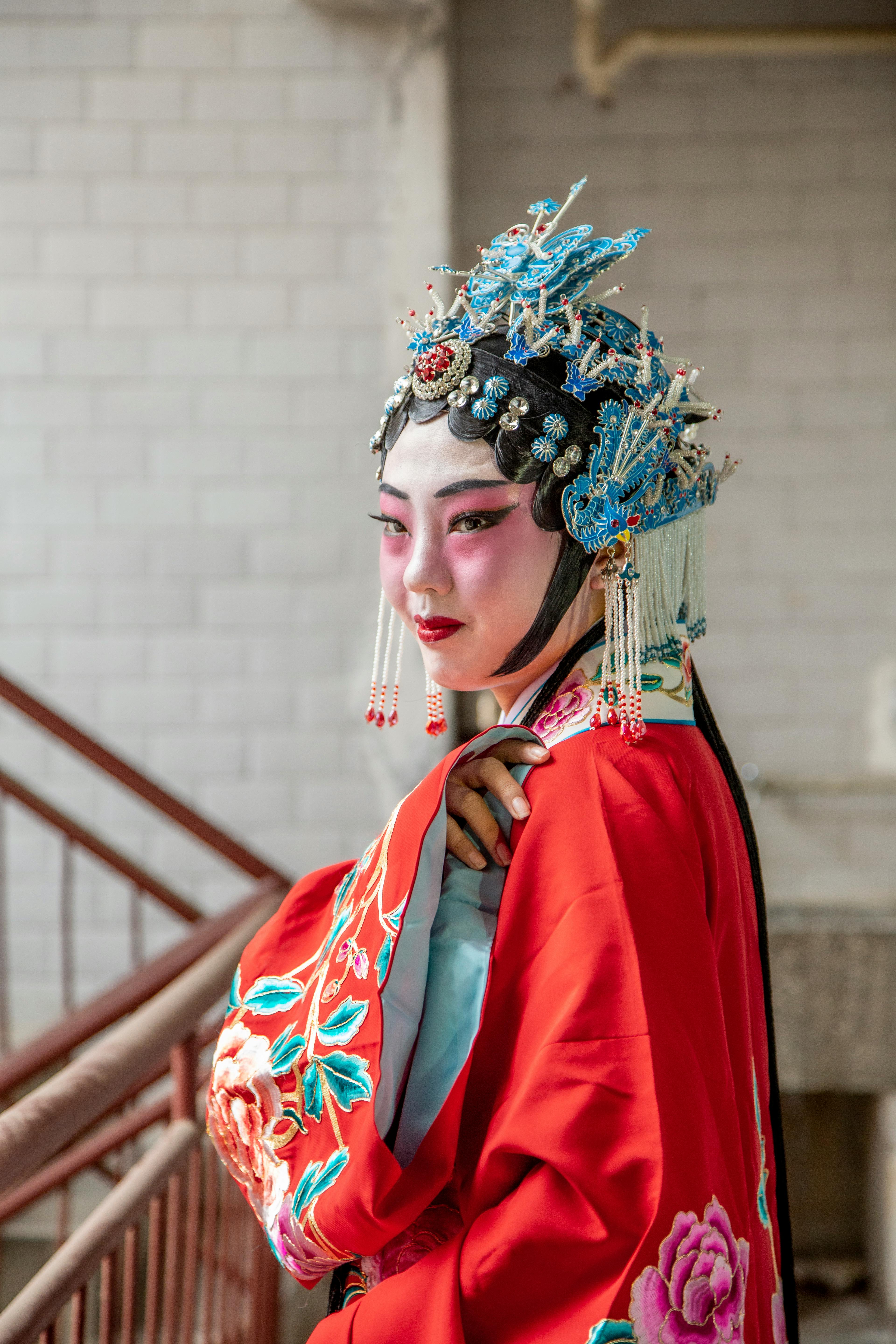 Woman in Red and Blue Floral Hijab · Free Stock Photo