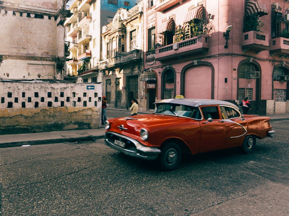 Red Vintage Car on the Street · Free Stock Photo