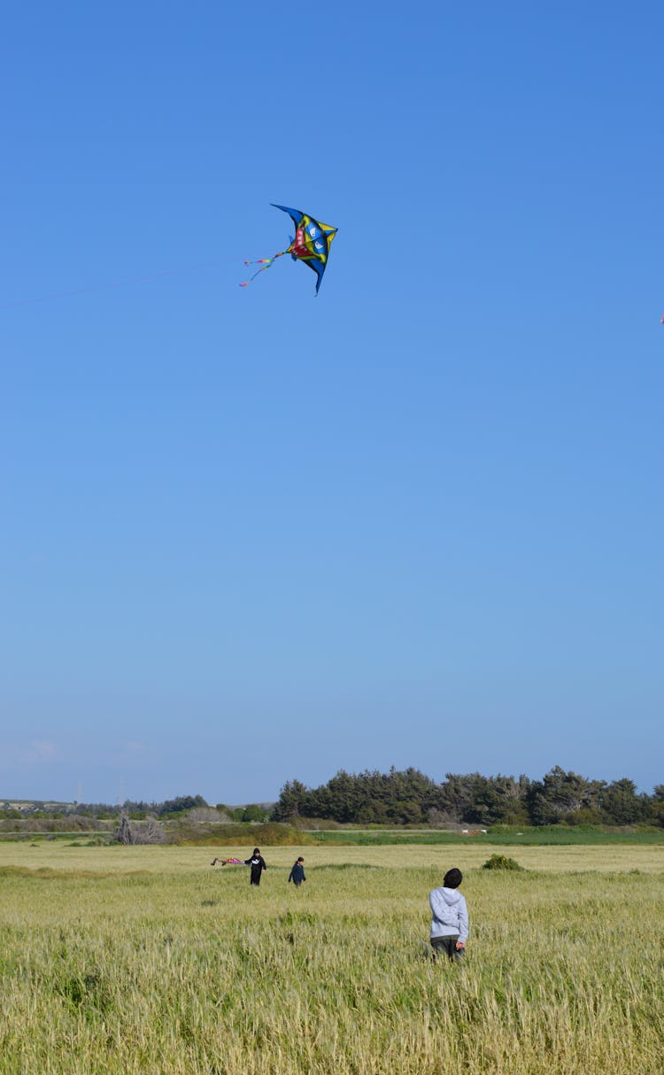 Kids Playing With A Kite