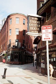 Explore Boston's historic charm with the iconic Union Oyster House and classic brick architecture.